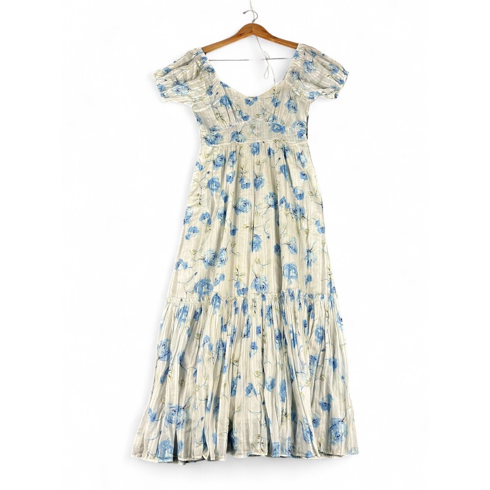 Loveshackfancy Blue Floral Tiered Maxi Dress Size 4 - Picture 1 of 11